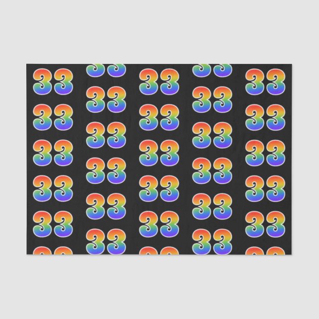 Fun Rainbow Spectrum Pattern "33" Ereignisnummer Seidenpapier (Vorderseite)