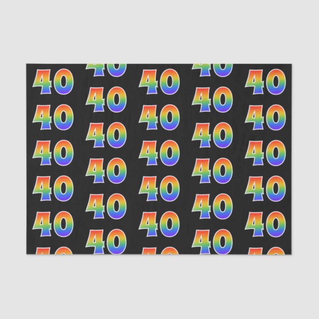 Fun Rainbow Spectrum Pattern "40" Ereignisnummer Seidenpapier (Vorderseite)