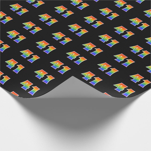 Fun Rainbow Spectrum Pattern "41" Ereignisnummer Geschenkpapier (Ecke)