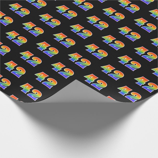 Fun Rainbow Spectrum Pattern "42" Ereignisnummer Geschenkpapier (Ecke)