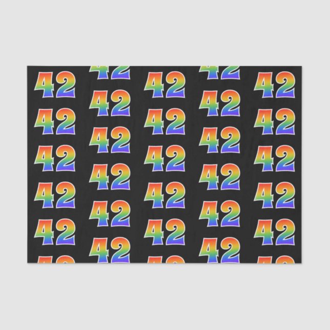 Fun Rainbow Spectrum Pattern "42" Ereignisnummer Seidenpapier (Vorderseite)