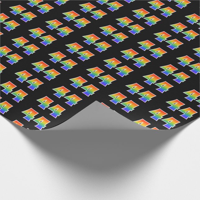 Fun Rainbow Spectrum Pattern "44" Ereignisnummer Geschenkpapier (Ecke)