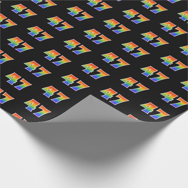Fun Rainbow Spectrum Pattern "47" Ereignisnummer Geschenkpapier (Ecke)