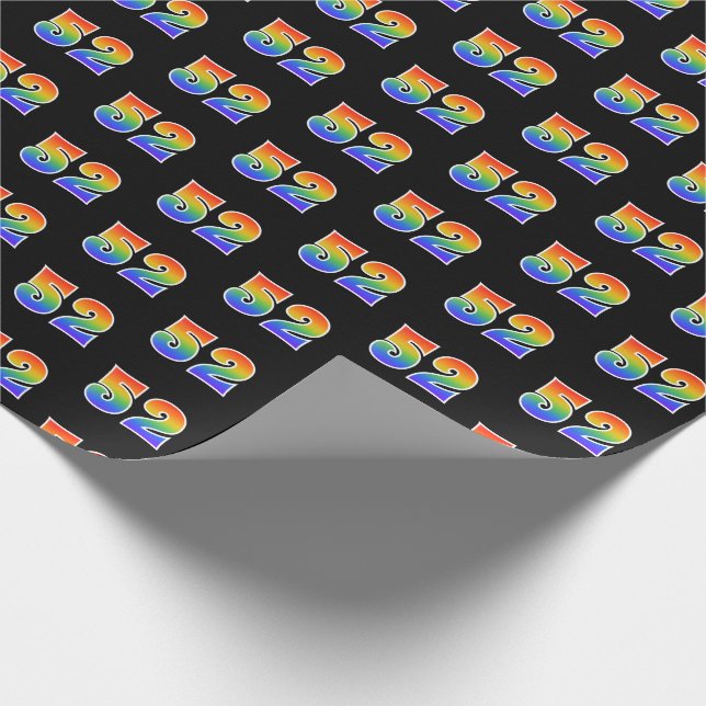 Fun Rainbow Spectrum Pattern "52" Ereignisnummer Geschenkpapier (Ecke)