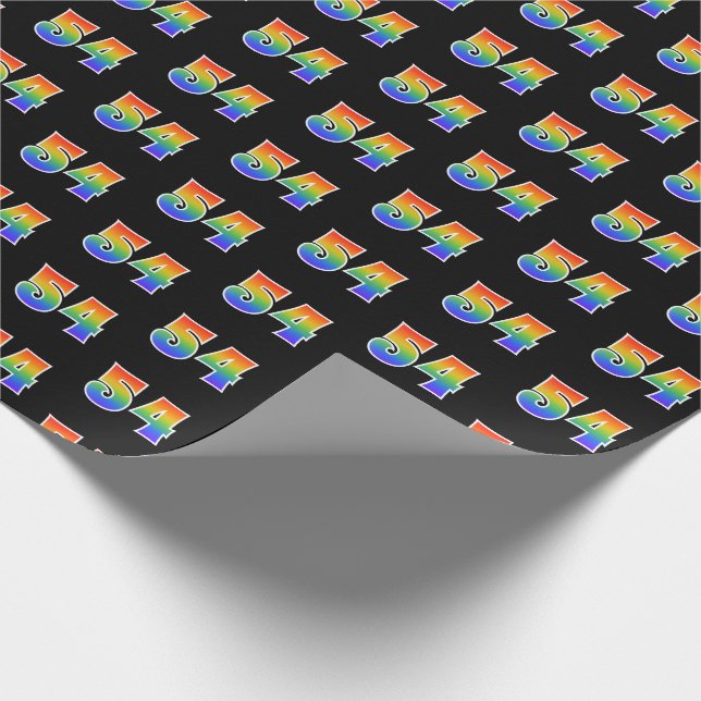 Fun Rainbow Spectrum Pattern "54" Ereignisnummer Geschenkpapier (Ecke)