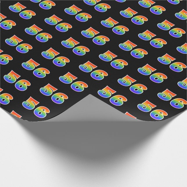 Fun Rainbow Spectrum Pattern "56" Ereignisnummer Geschenkpapier (Ecke)