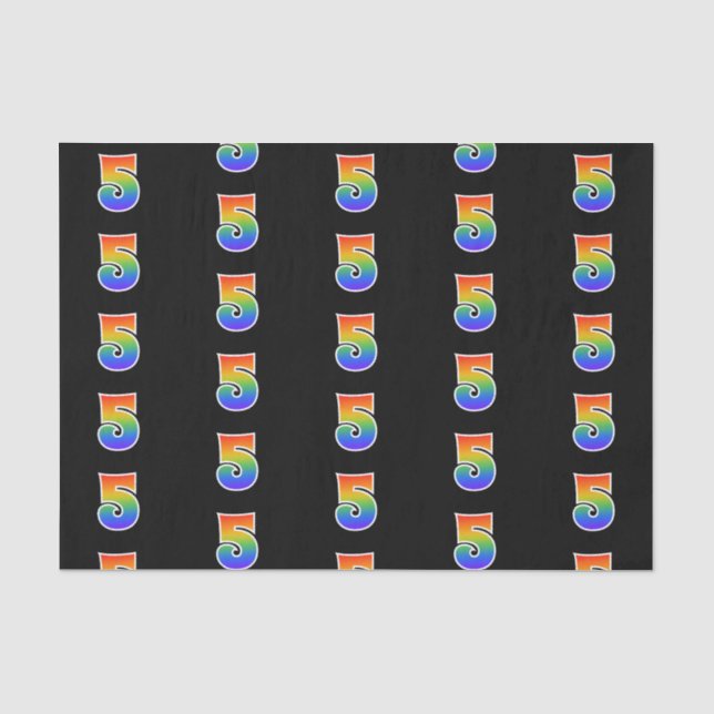 Fun Rainbow Spectrum Pattern "5" Ereignisnummer Seidenpapier (Vorderseite)