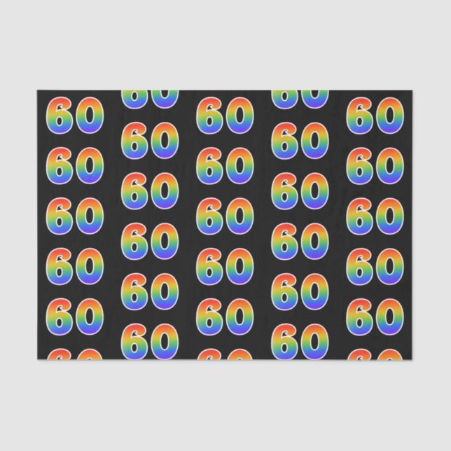 Fun Rainbow Spectrum Pattern "60" Ereignisnummer Seidenpapier (Vorderseite)