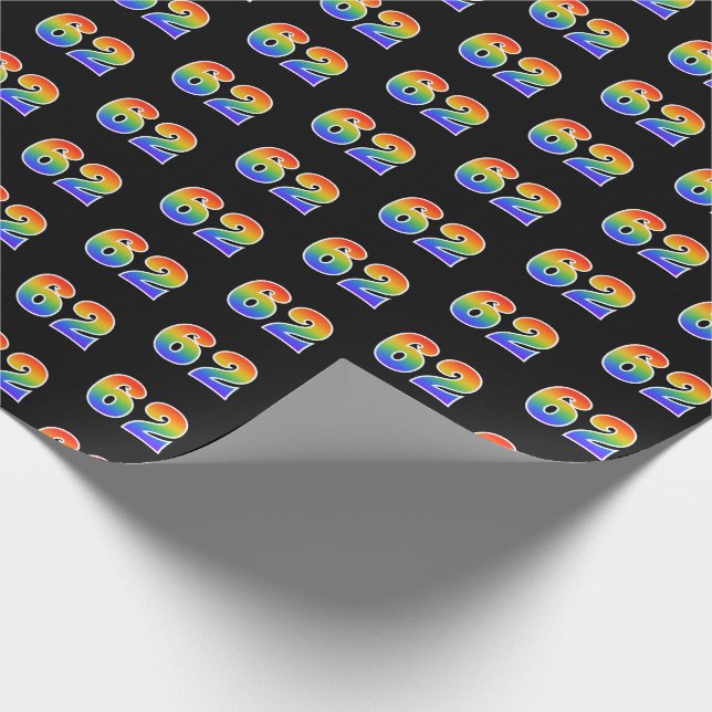 Fun Rainbow Spectrum Pattern "62" Ereignisnummer Geschenkpapier (Ecke)