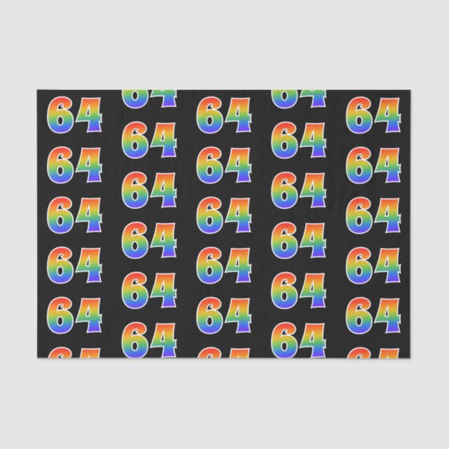 Fun Rainbow Spectrum Pattern "64" Ereignisnummer Seidenpapier (Vorderseite)