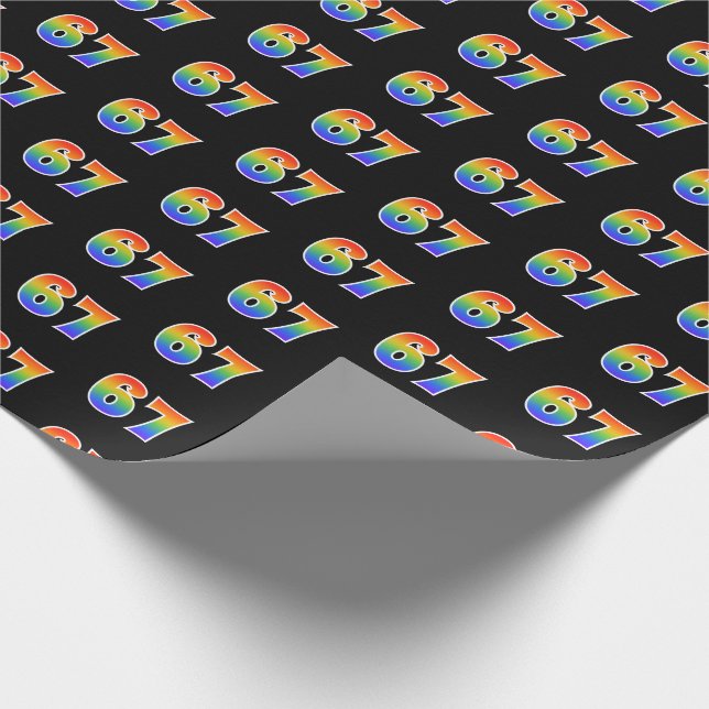 Fun Rainbow Spectrum Pattern "67" Ereignisnummer Geschenkpapier (Ecke)