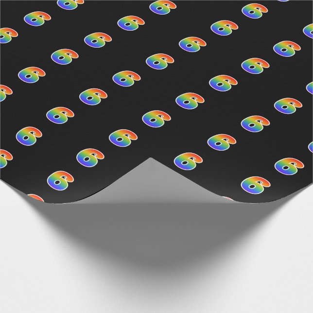 Fun Rainbow Spectrum Pattern "6" Ereignisnummer Geschenkpapier (Ecke)