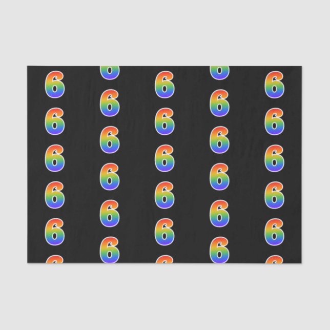 Fun Rainbow Spectrum Pattern "6" Ereignisnummer Seidenpapier (Vorderseite)