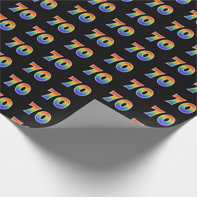 Fun Rainbow Spectrum Pattern "70" Ereignisnummer Geschenkpapier (Ecke)