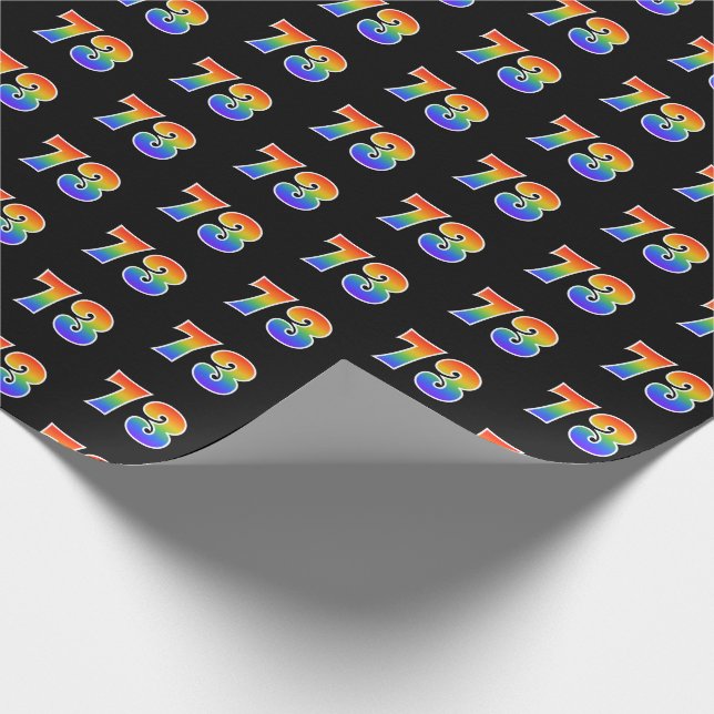 Fun Rainbow Spectrum Pattern "73" Ereignisnummer Geschenkpapier (Ecke)