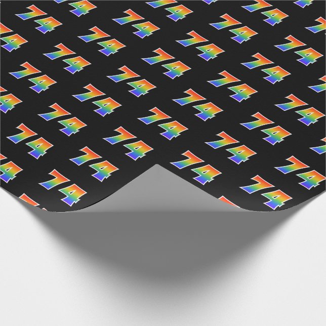 Fun Rainbow Spectrum Pattern "74" Ereignisnummer Geschenkpapier (Ecke)