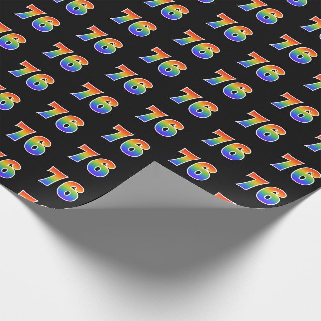 Fun Rainbow Spectrum Pattern "76" Ereignisnummer Geschenkpapier (Ecke)