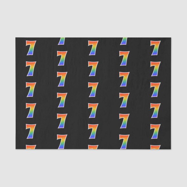 Fun Rainbow Spectrum Pattern "7" Ereignisnummer Seidenpapier (Vorderseite)