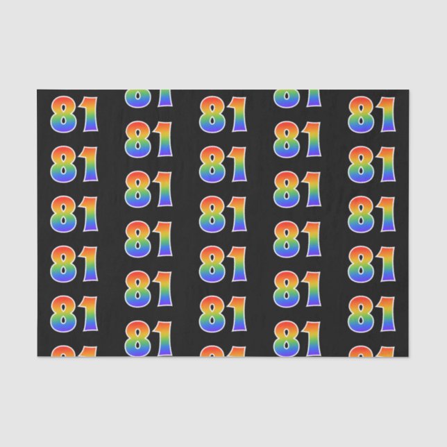 Fun Rainbow Spectrum Pattern "81" Ereignisnummer Seidenpapier (Vorderseite)