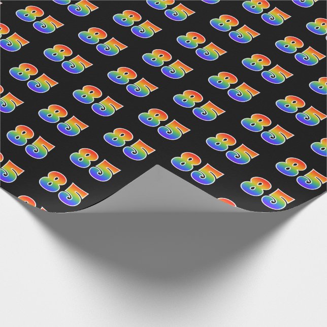 Fun Rainbow Spectrum Pattern "85" Ereignisnummer Geschenkpapier (Ecke)