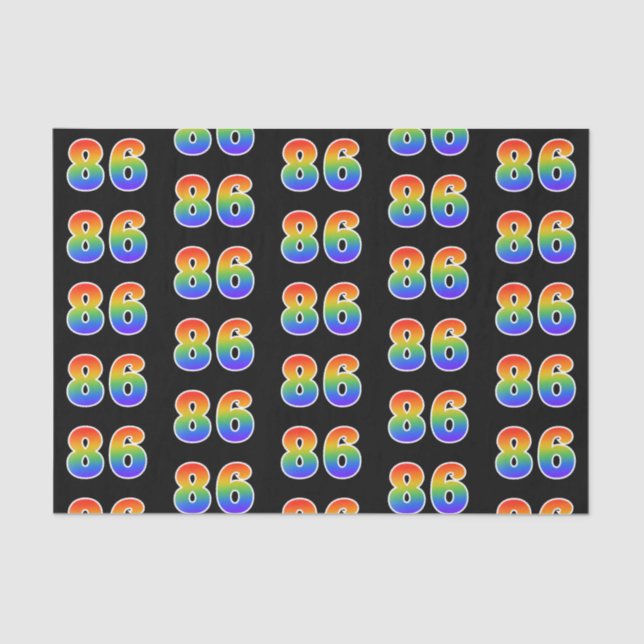 Fun Rainbow Spectrum Pattern "86" Ereignisnummer Seidenpapier (Vorderseite)