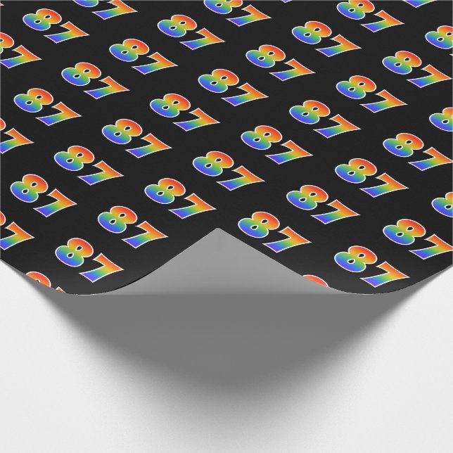 Fun Rainbow Spectrum Pattern "87" Ereignisnummer Geschenkpapier (Ecke)
