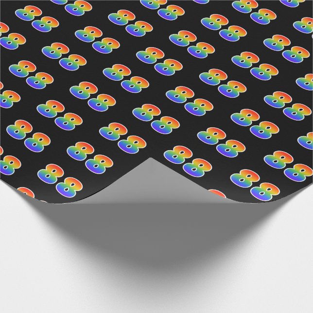 Fun Rainbow Spectrum Pattern "88" Ereignisnummer Geschenkpapier (Ecke)