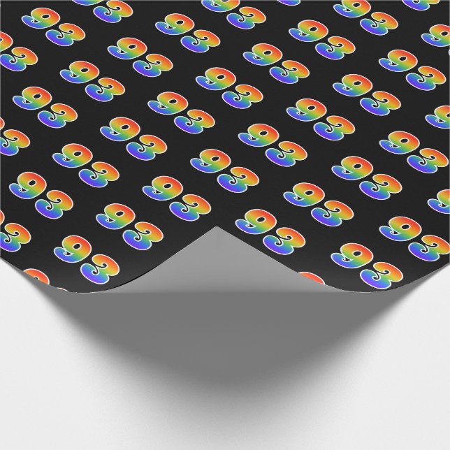 Fun Rainbow Spectrum Pattern "93" Ereignisnummer Geschenkpapier (Ecke)