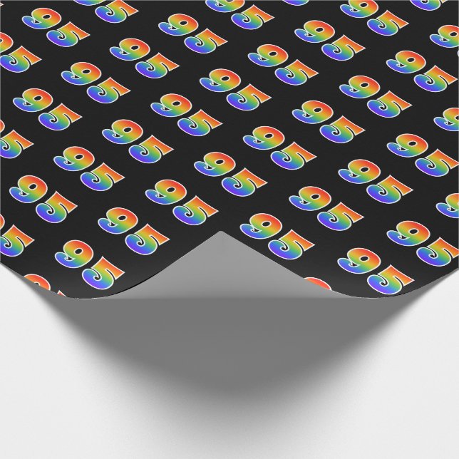 Fun Rainbow Spectrum Pattern "95" Ereignisnummer Geschenkpapier (Ecke)