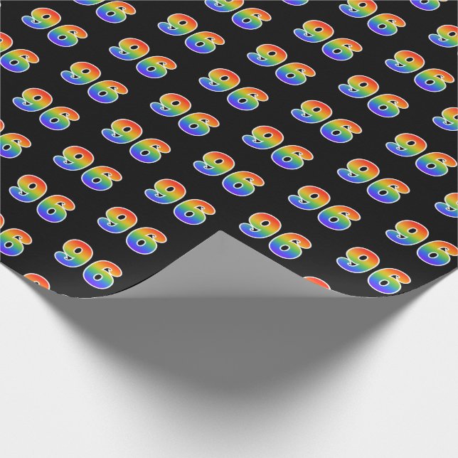 Fun Rainbow Spectrum Pattern "96" Ereignisnummer Geschenkpapier (Ecke)