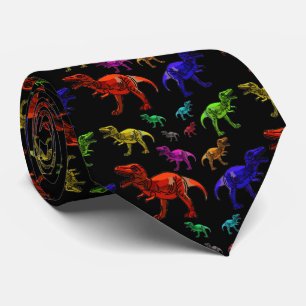 Fun Rainbow T-Rexs Black Men-Krawatte Krawatte