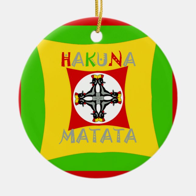 Fun Rasta Farbe Rot Golden Grün Keramikornament (Vorne)