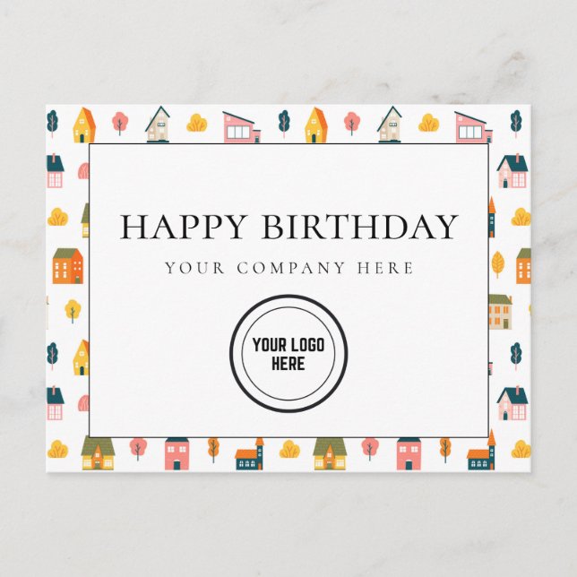 Fun Real Anwesen Happy Birthday Add Logo Postkarte (Vorderseite)