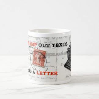 FUN RECYCLE ART: 'STAMP OUT TEXTS...' KAFFEETASSE