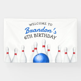 Fun Red and Blue Bowling Kindergeburtstag Banner