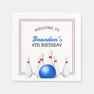 Fun Red and Blue Bowling Kindergeburtstag Serviette