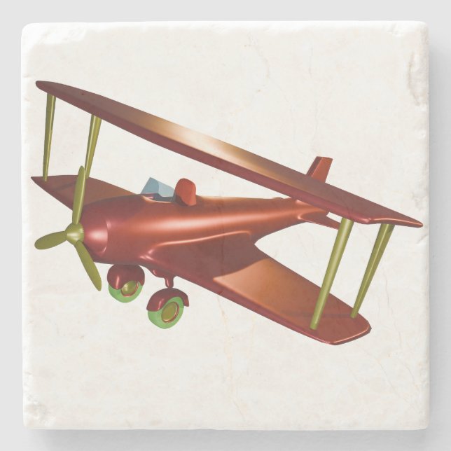Fun Red-Bi-Flugzeug-Luftfahrt Steinuntersetzer (Vorderseite)