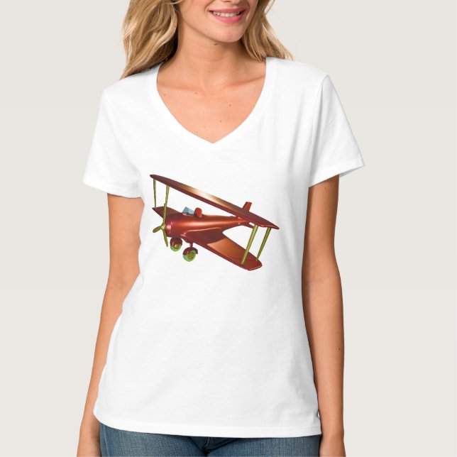 Fun Red-Bi-Flugzeug-Luftfahrt T-Shirt (Vorderseite)