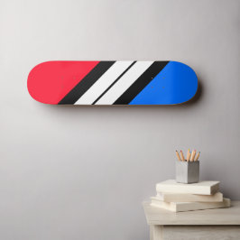 Fun Red Blue Schwarz-weiß Diagonal Racing Strip Skateboard