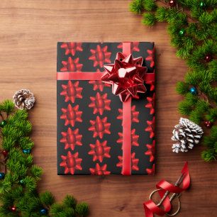 Fun Red Bows Muster auf schwarzem Hintergrund Geschenkpapier