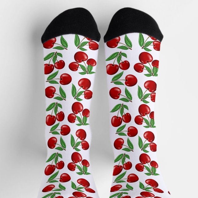 Fun Red Cherries Fruchtprint Socken (Oben)