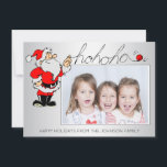 Fun Red Christmas Holiday Santa Claus Foto Feiertagskarte<br><div class="desc">Moderne Personalisierte Fun Holiday Gruß Postkarten.  Fügen Sie Ihr Foto (Bild) und Nachricht in der Rückseite.  Herzlichen Glückwunsch Weihnachtsmann Cartoon mit dem Wortlaut HOHOHO in Rot,  Weiß und Schwarz.  Perfekt lustige Ferien / Weihnachten Postkarte,  um Ihre Familie und Freunde zu schicken.</div>