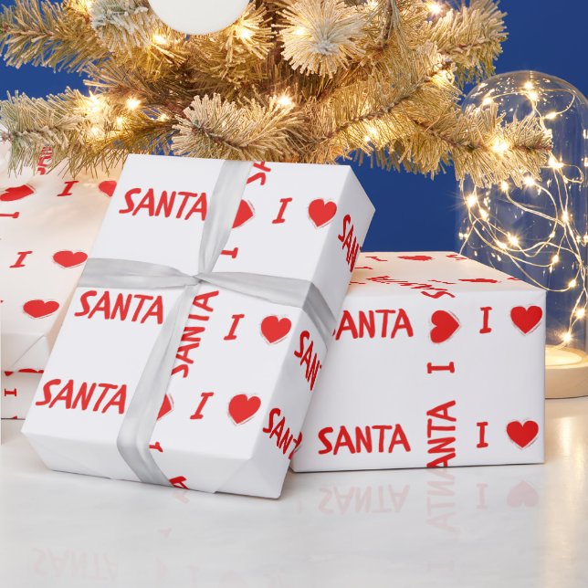 Fun Red Christmas I Liebe Santa Heart Geschenkpapier (Feiertage)