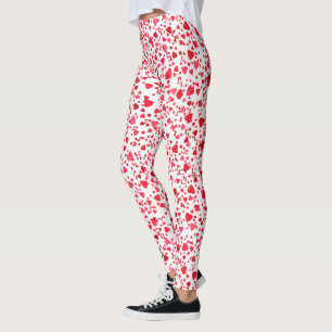 Fun Red Confetti Herz Muster Leggings
