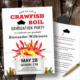 Fun Red Crawfish Boil Graduation Party Einladung