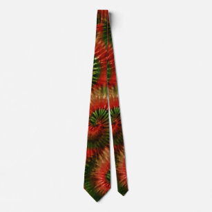 Fun Red Gold & Green Retro Gefärbte Krawatte Neck