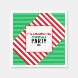 Fun Red & Green Christmas Party Custom Napkin Serviette