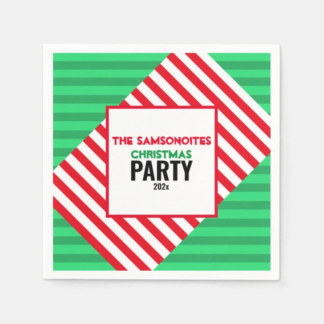Fun Red & Green Christmas Party Custom Napkin Serviette (Vorderseite)
