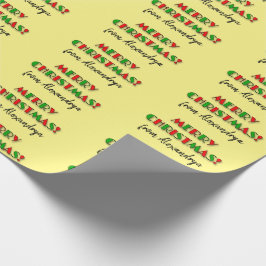 Fun Red & Green "MERRY CHRISTMAS", Individuelle Na Geschenkpapier