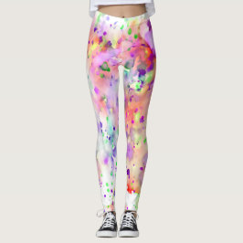 Fun Red, Orange, Lila & Green Paint Spritzer Leggings